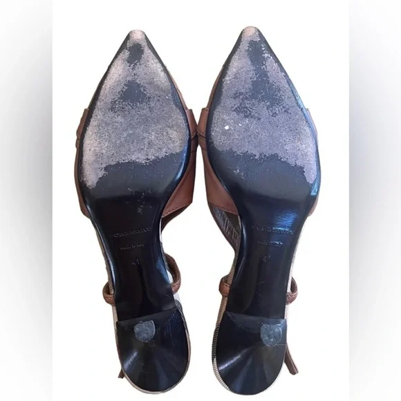 Burberry quilted patent tan leather pointed toe slingback pumps size 11 US - Picture 9 of 14